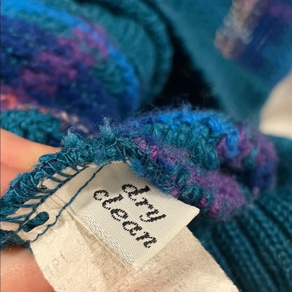 VINTAGE! Colorful Teal, Blue, & Purple Retro Cardigan, Women’s Medium - Picture 8 of 9